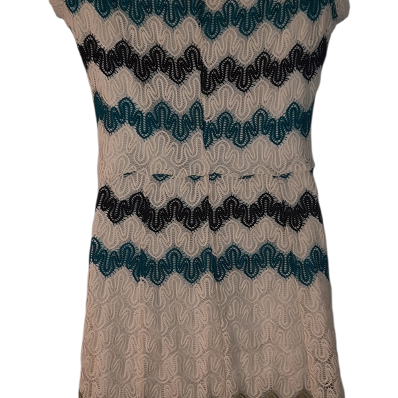 Dress Barn Cream and Blue Chevron Midi Dress - Picture 5 of 9